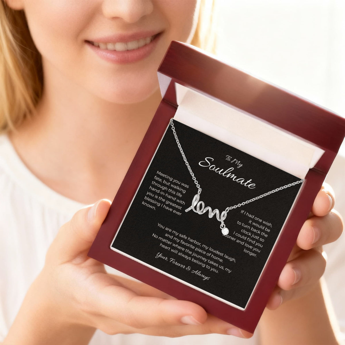 To My Soulmate, Scripted Love Pendant Necklace