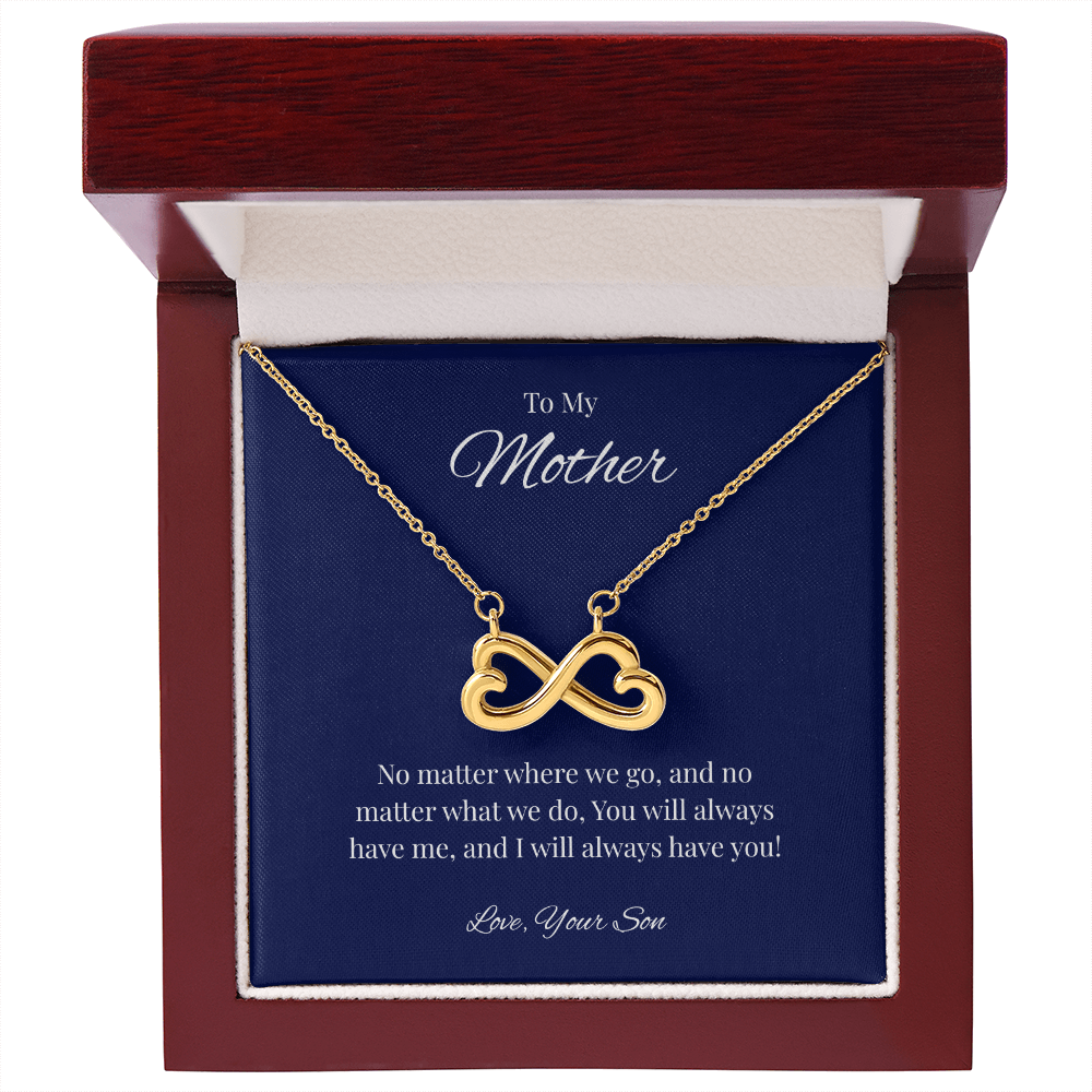 Infinity Heart Necklace Gift for Mom from Son – No Matter Where We Go