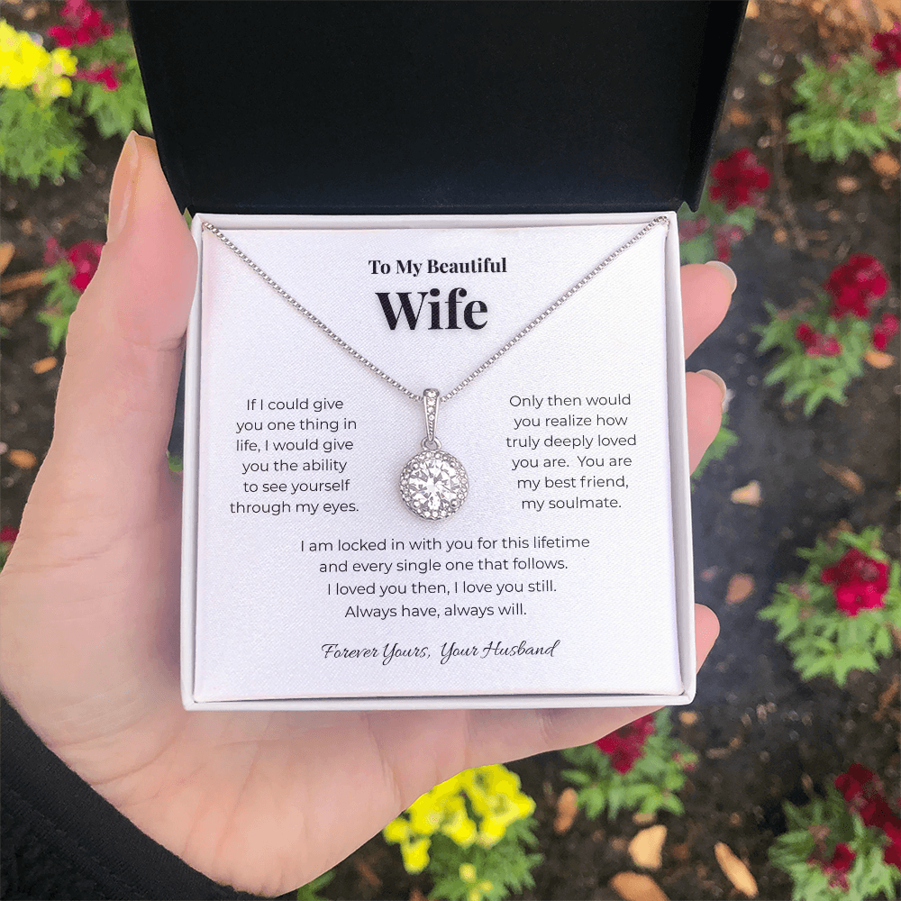 To My Beautiful Wife Eternal Hope Cushion-Cut Necklace