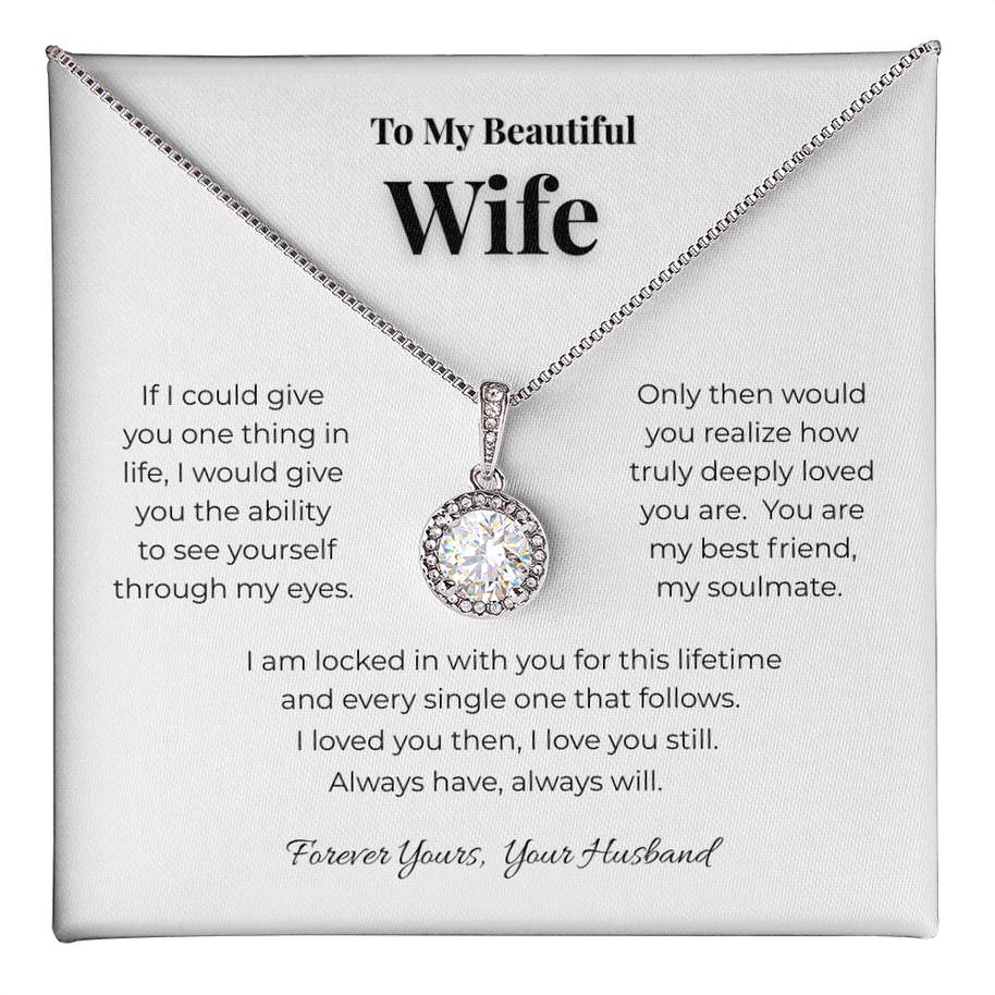 To My Beautiful Wife Eternal Hope Cushion-Cut Necklace