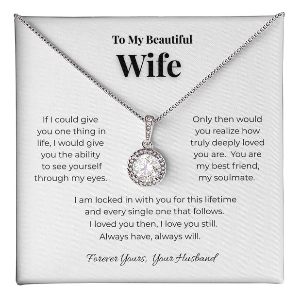 To My Beautiful Wife Eternal Hope Cushion-Cut Necklace
