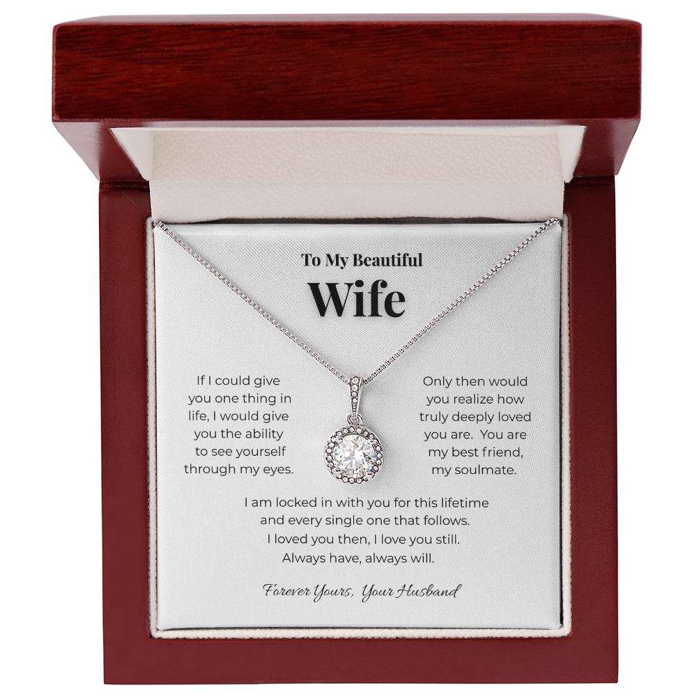 To My Beautiful Wife Eternal Hope Cushion-Cut Necklace
