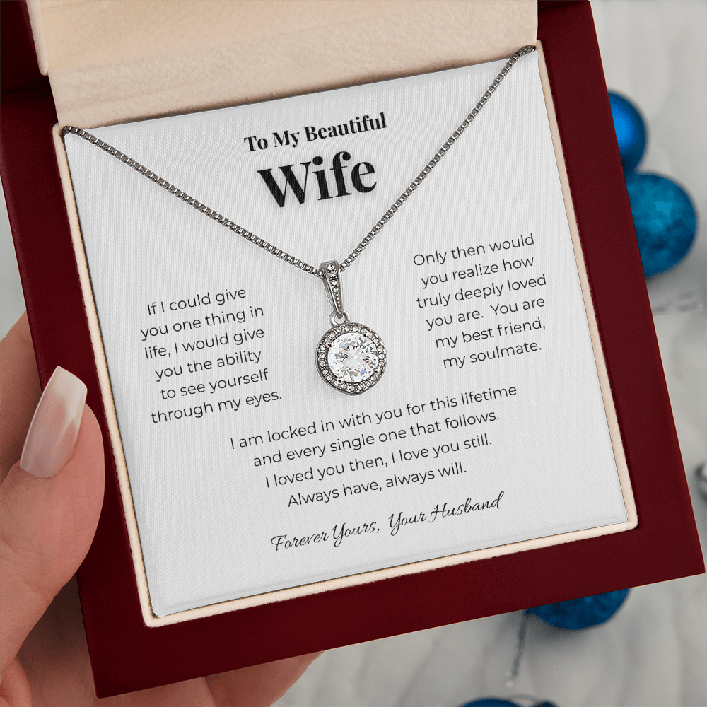 To My Beautiful Wife Eternal Hope Cushion-Cut Necklace