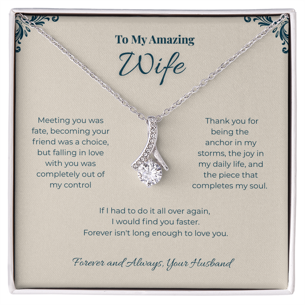 To My Amazing Wife, Alluring Beauty Ribbon Pendant Necklace