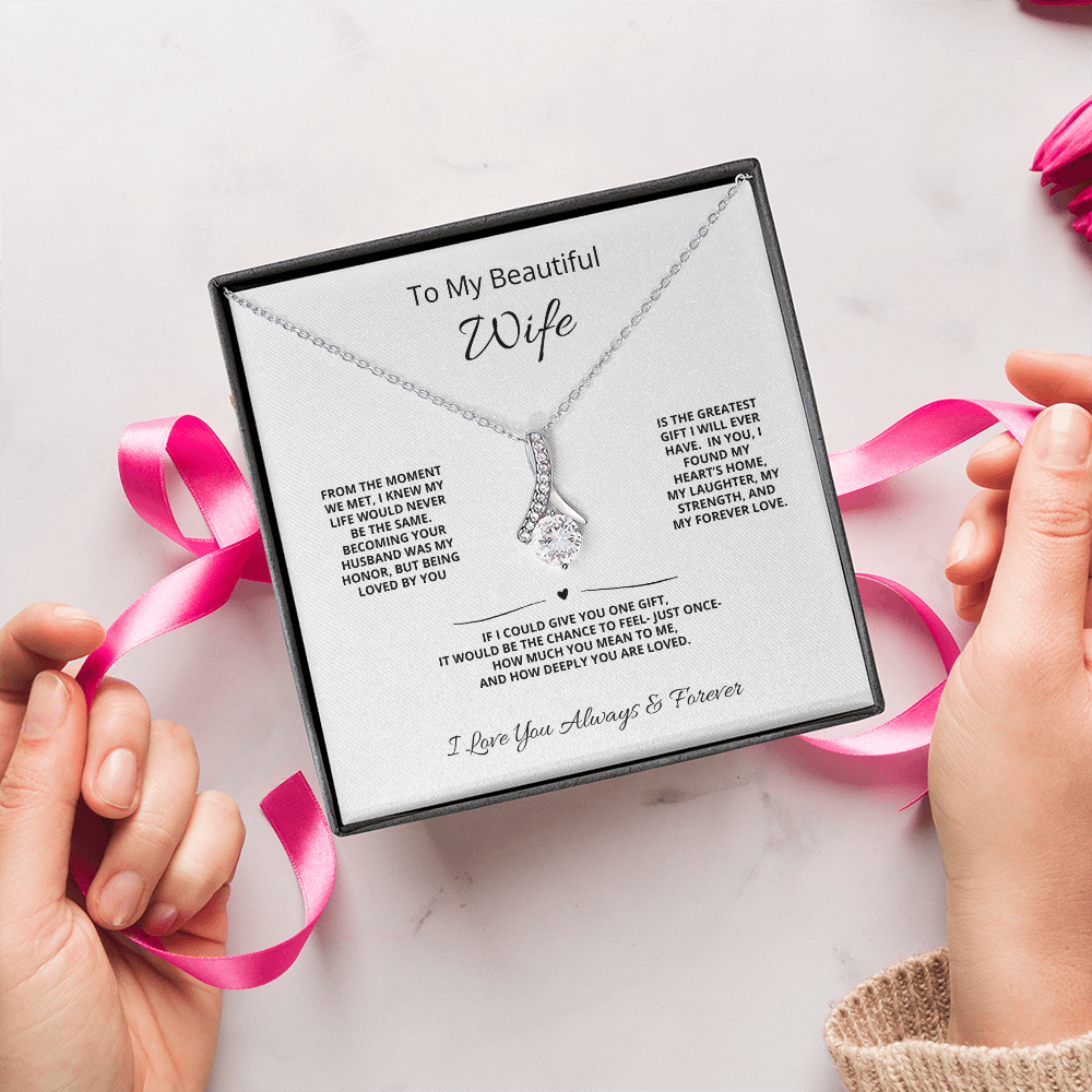 To My Beautiful Wife – I Found My Heart's Home Necklace