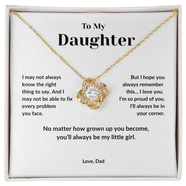 Love Knot Necklace Gift for Daughter from Dad – I’ll Always Be in Your Corner