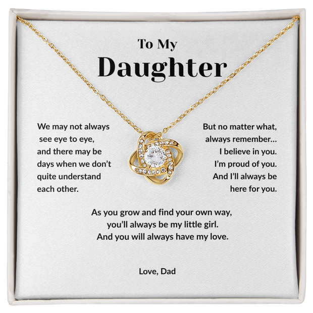 Love Knot Necklace Gift for Daughter from Dad – You’ll Always Have My Love