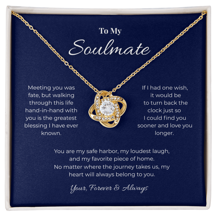 To My Soulmate, Eternal Love Knot Pendant Necklace