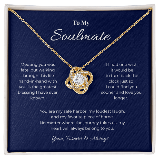 To My Soulmate, Eternal Love Knot Pendant Necklace