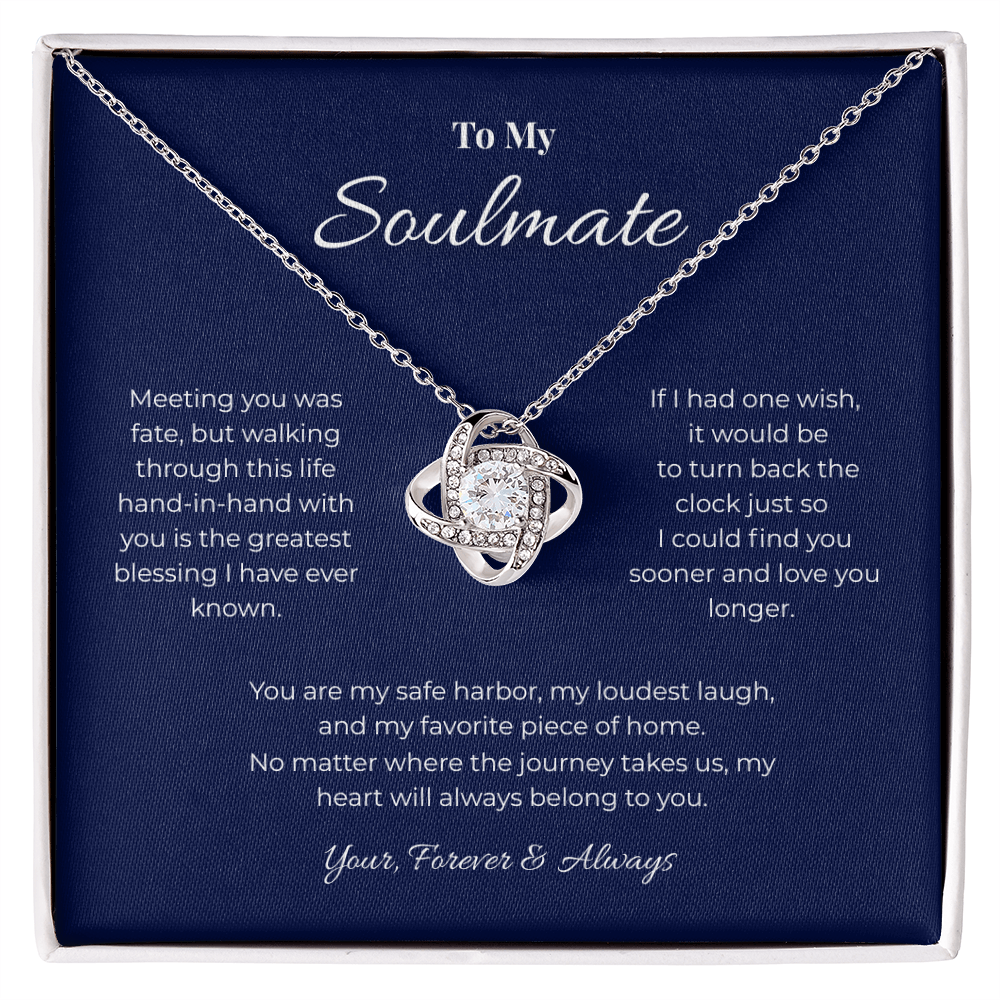 To My Soulmate, Eternal Love Knot Pendant Necklace