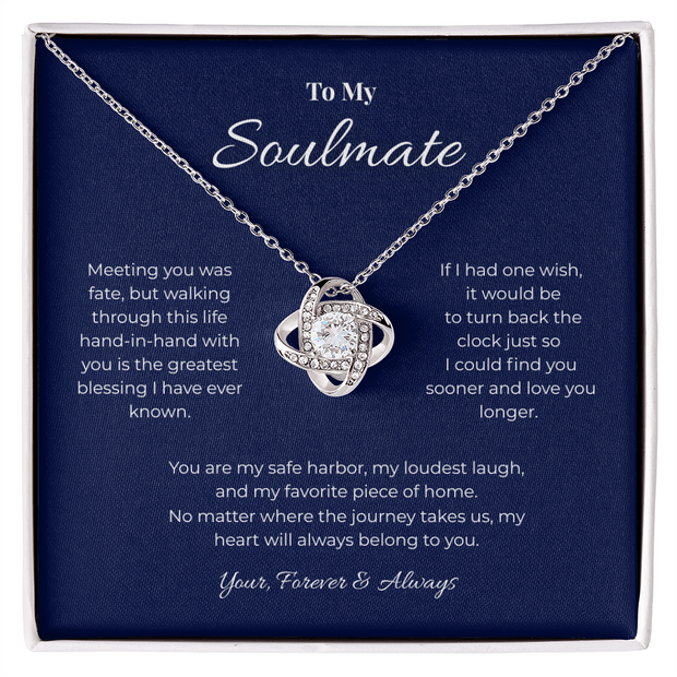 To My Soulmate, Eternal Love Knot Pendant Necklace