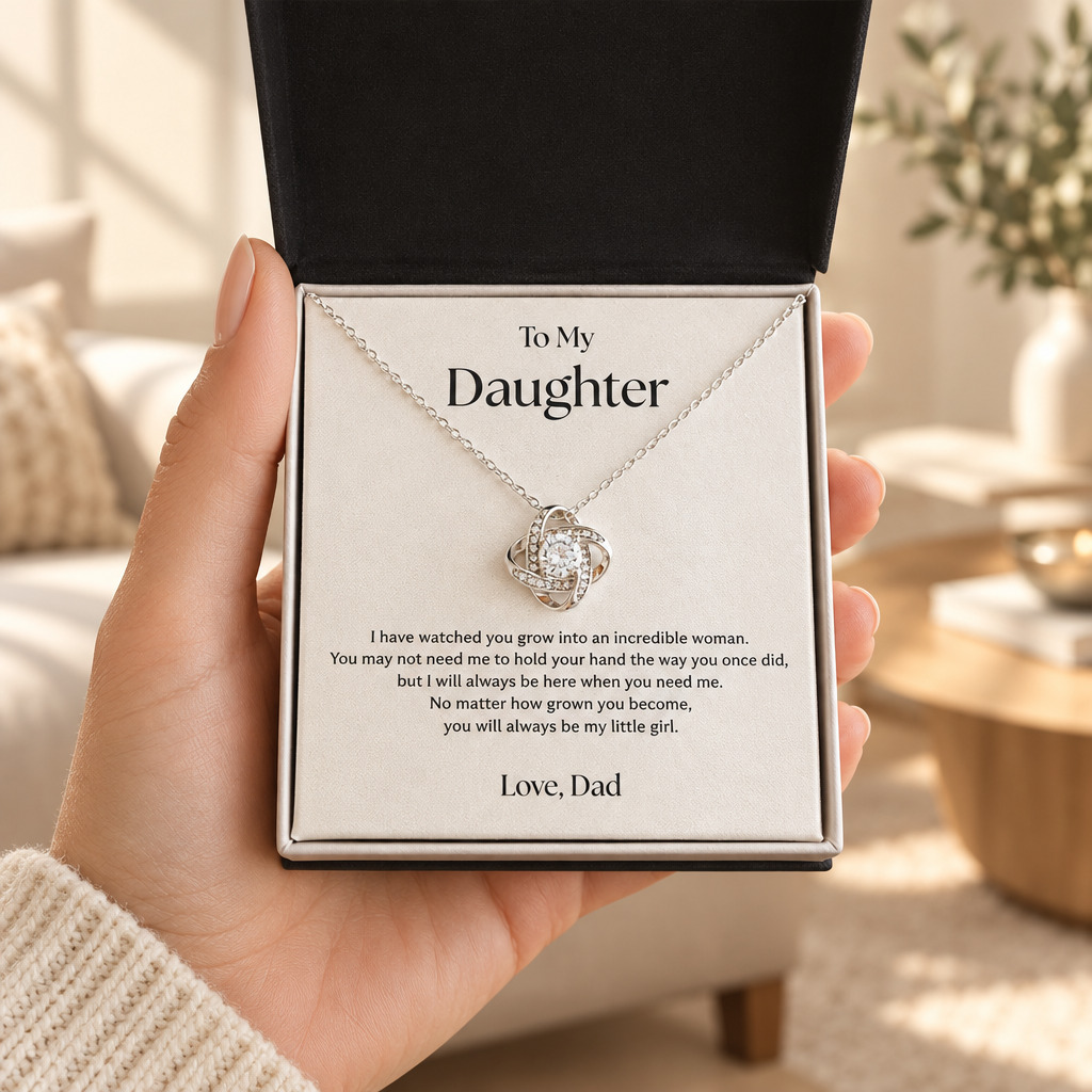 Love Knot Necklace Gift for Daughter from Dad – I’ll Always Be Here