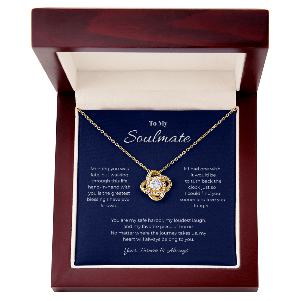 To My Soulmate, Eternal Love Knot Pendant Necklace