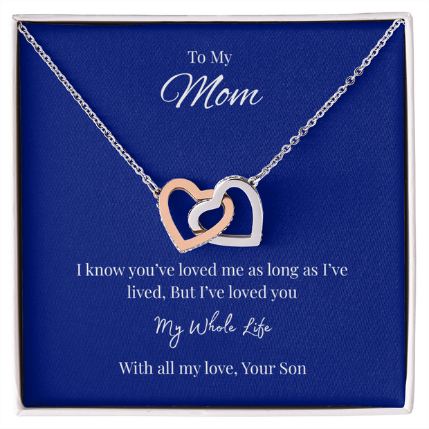 Interlocking Hearts Necklace Gift for Mom from Son – My Whole Life