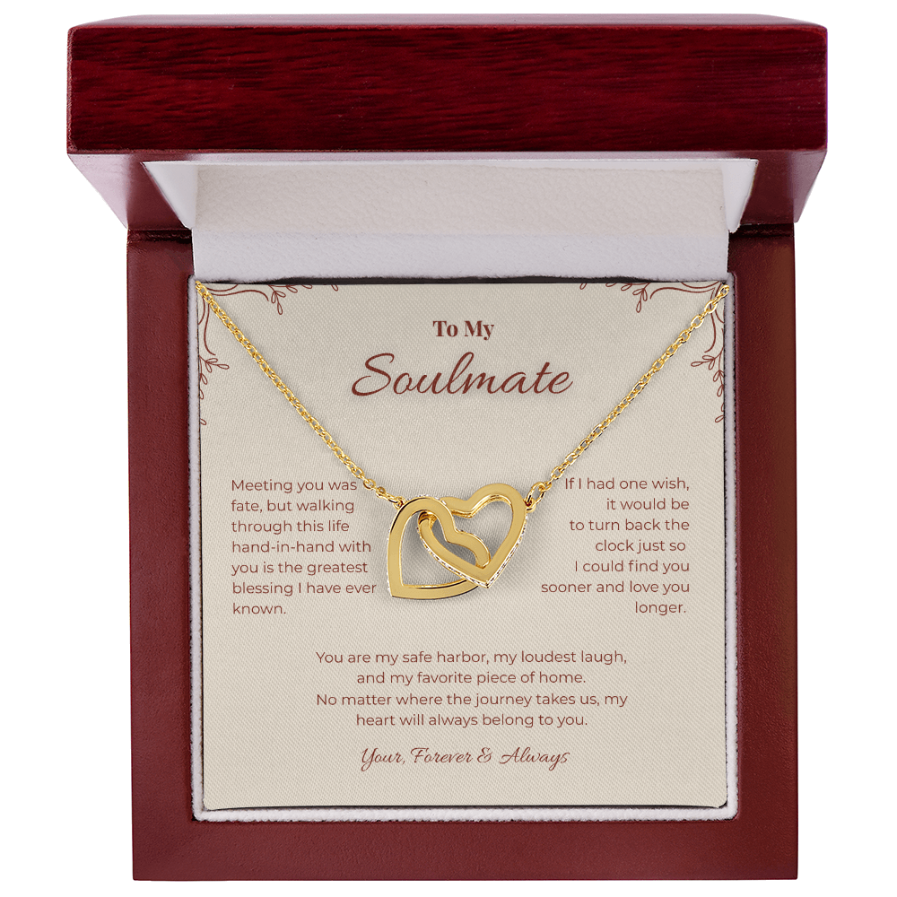 To My Soulmate, Interlocking Hearts Pendant Necklace