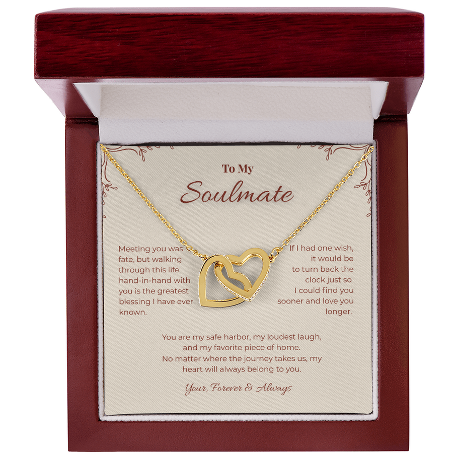 To My Soulmate, Interlocking Hearts Pendant Necklace