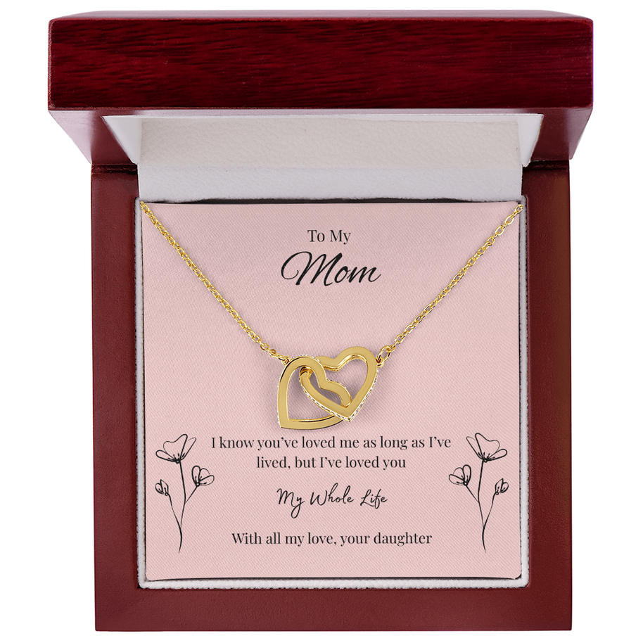 Interlocking Hearts Necklace Gift for Mom from Daughter – My Whole Life
