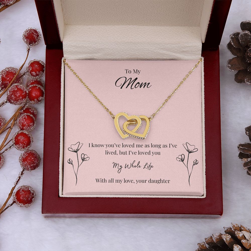 Interlocking Hearts Necklace Gift for Mom from Daughter – My Whole Life