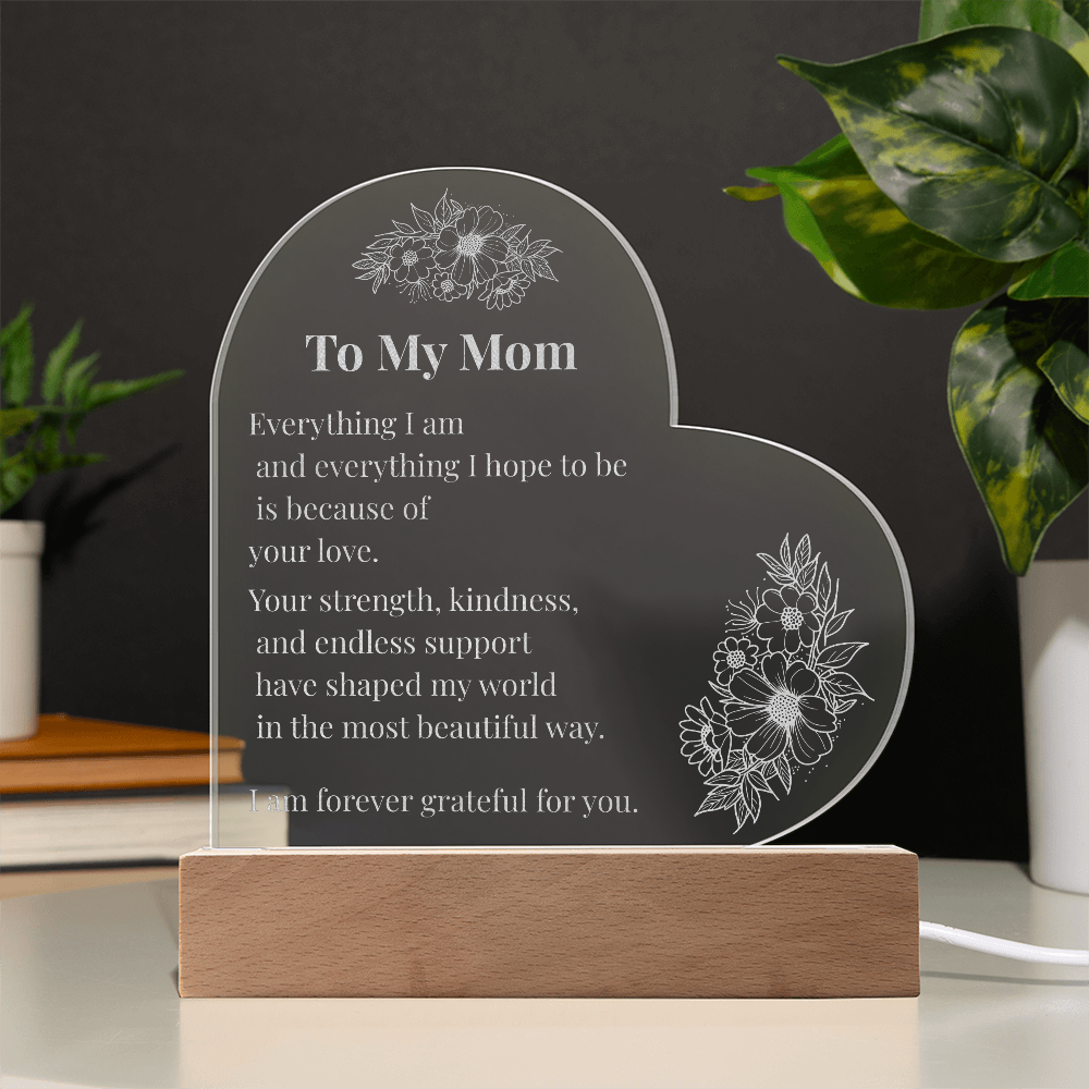 To My Mom – Acrylic Heart Light Plaque