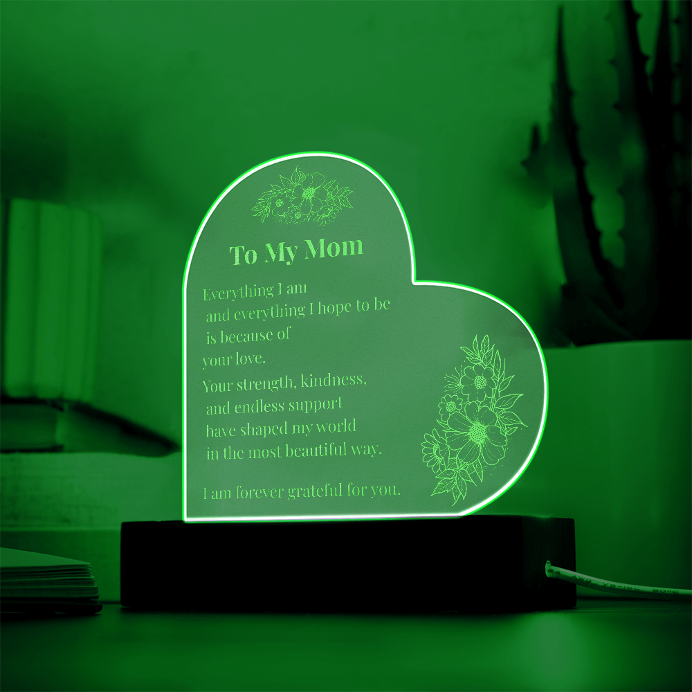To My Mom – Acrylic Heart Light Plaque