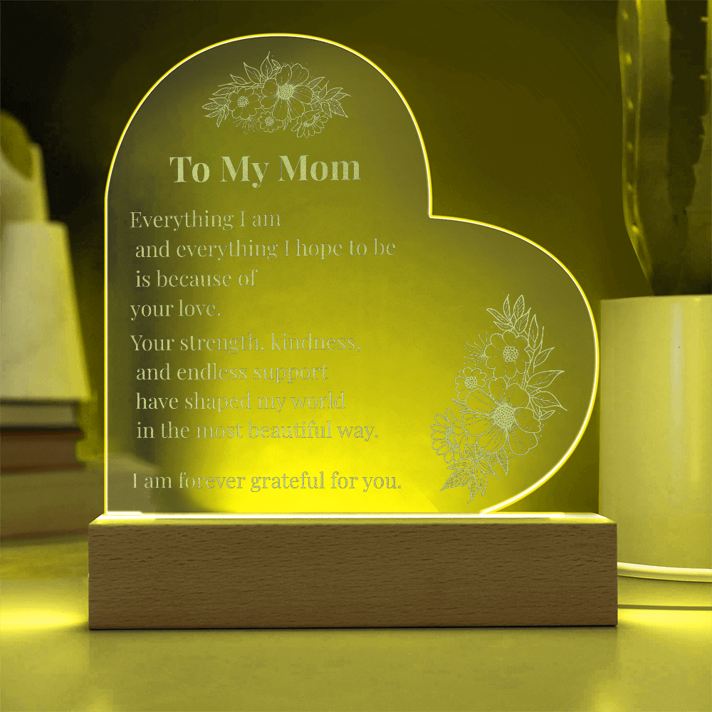 To My Mom – Acrylic Heart Light Plaque