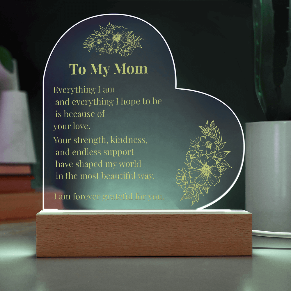 To My Mom – Acrylic Heart Light Plaque