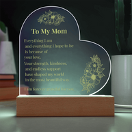 Heart-Shaped Acrylic LED Plaque Gift for Mom – Forever Grateful