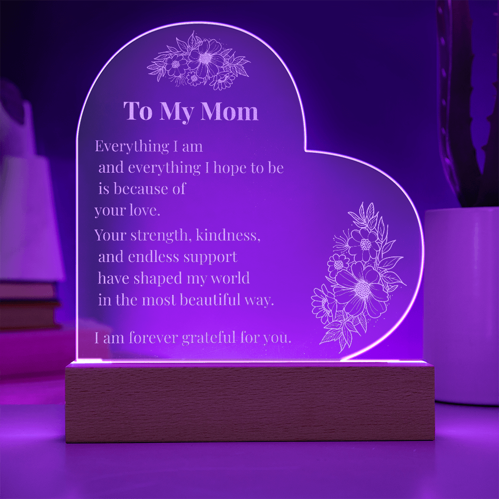 To My Mom – Acrylic Heart Light Plaque