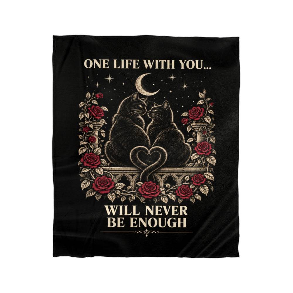 Gothic Cat Blanket Gift for Couples – One Life With You