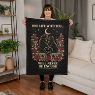 Gothic Cat Blanket Gift for Couples – One Life With You