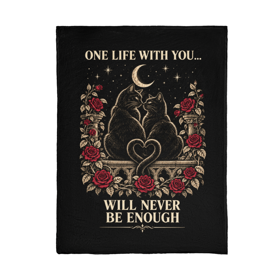 Gothic Cat Blanket Gift for Couples – One Life With You