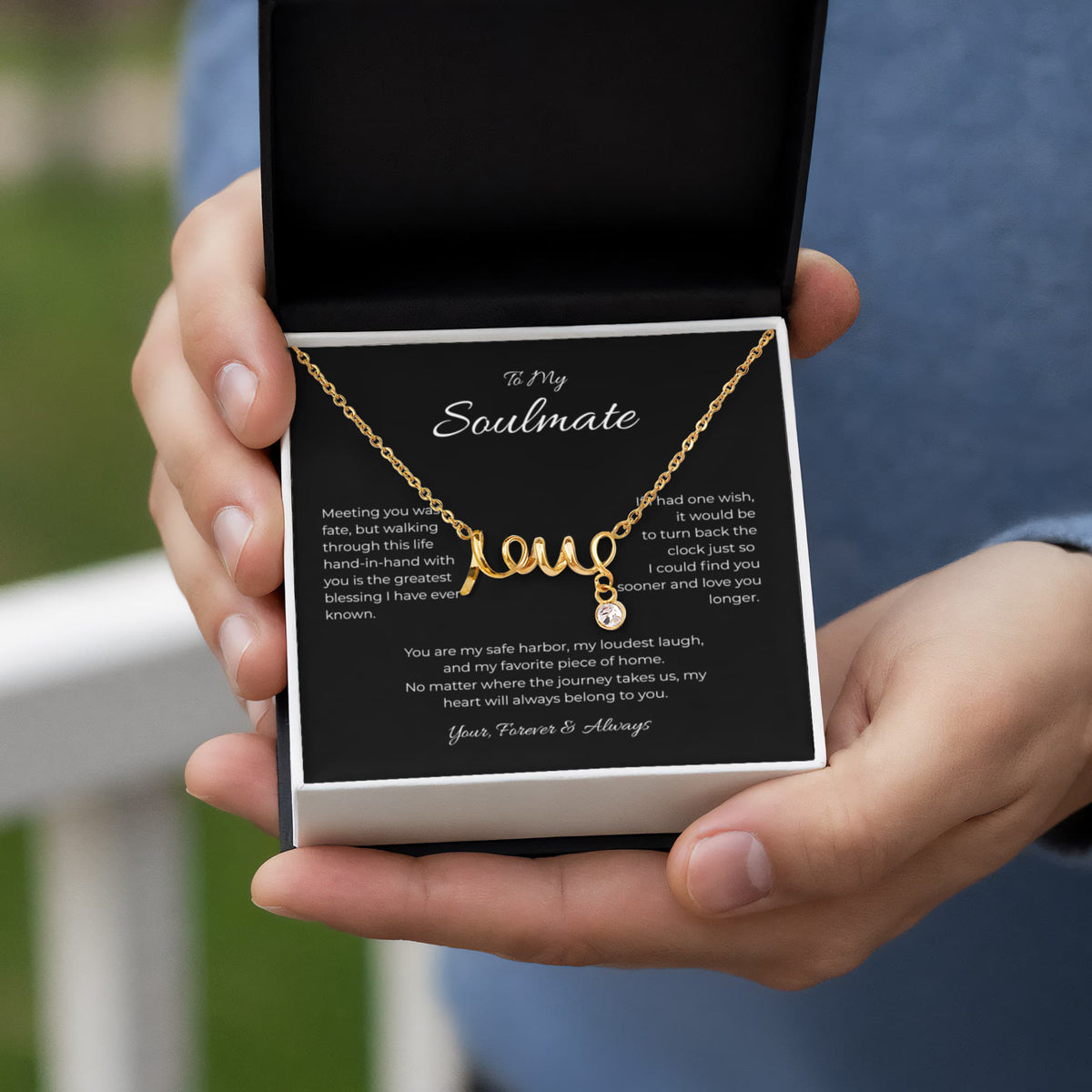 To My Soulmate, Scripted Love Pendant Necklace