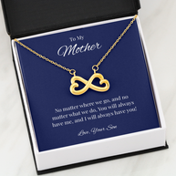 Infinity Heart Necklace Gift for Mom from Son – No Matter Where We Go