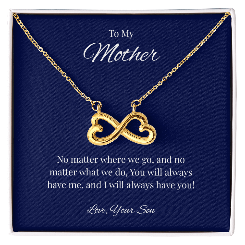Infinity Heart Necklace Gift for Mom from Son – No Matter Where We Go