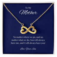 Infinity Heart Necklace Gift for Mom from Son – No Matter Where We Go