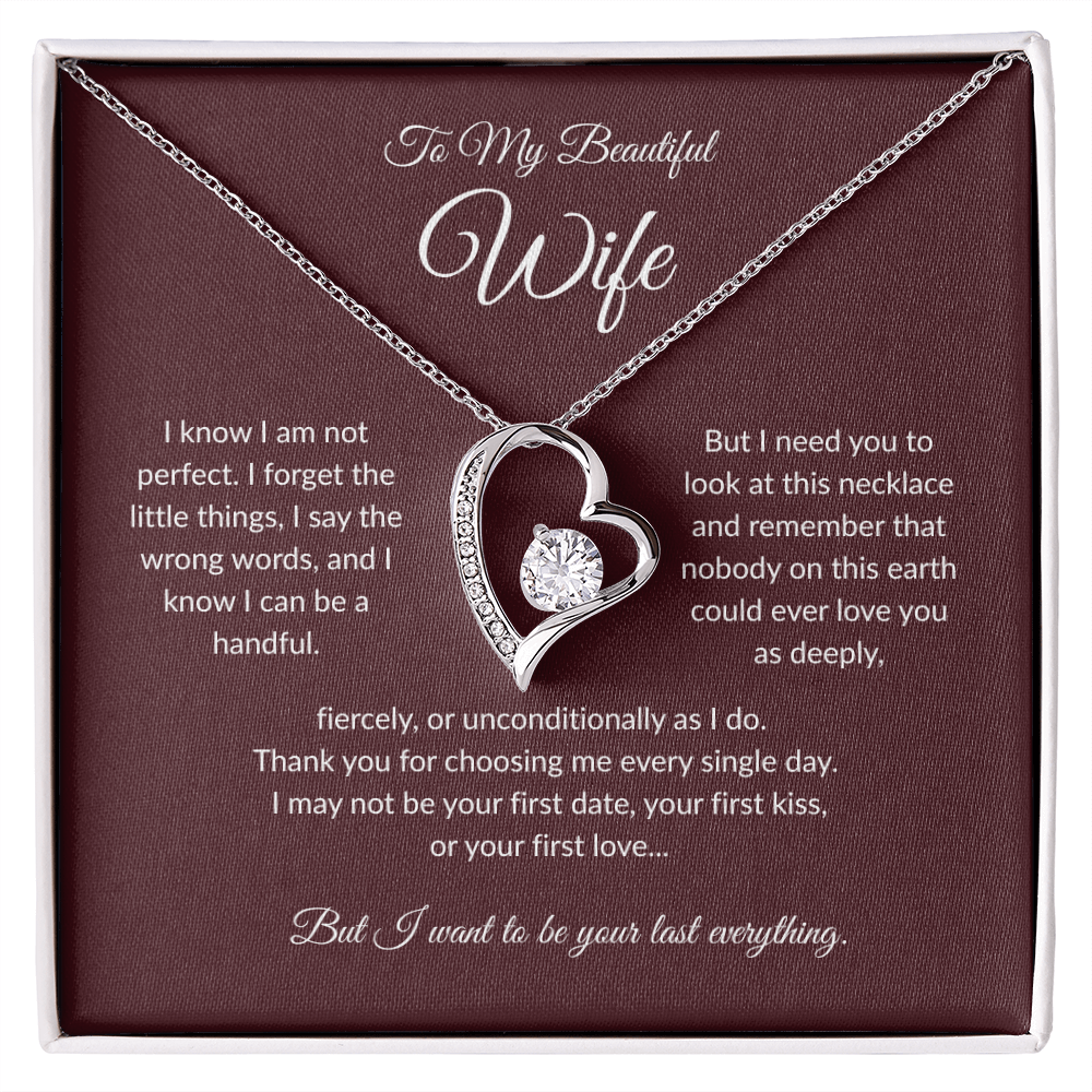 To My Beautiful Wife, Forever Love Heart Necklace