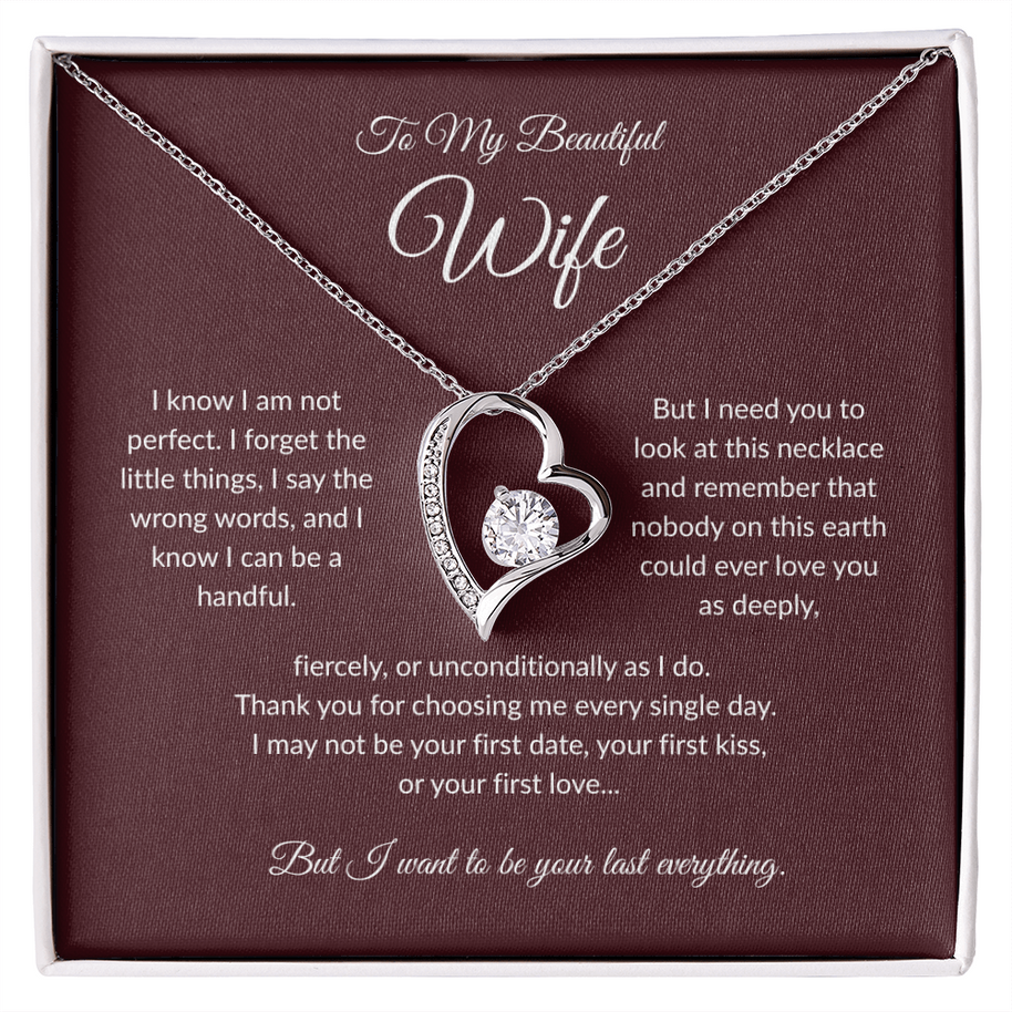 To My Beautiful Wife, Forever Love Heart Necklace