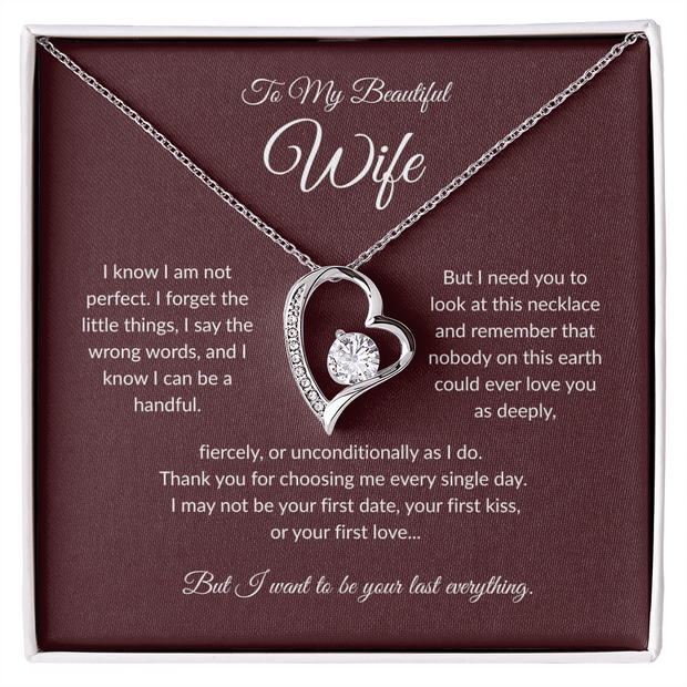 To My Beautiful Wife, Forever Love Heart Necklace