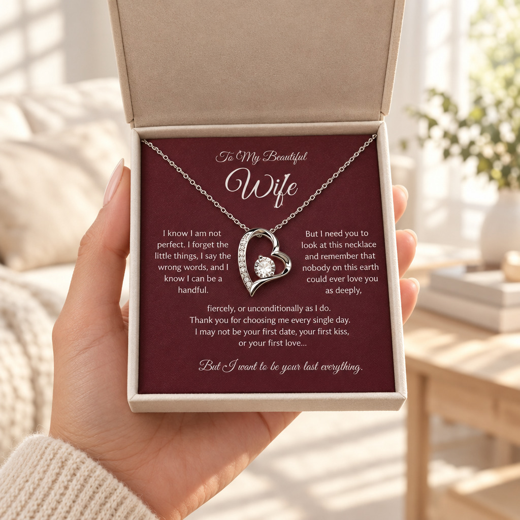 To My Beautiful Wife, Forever Love Heart Necklace