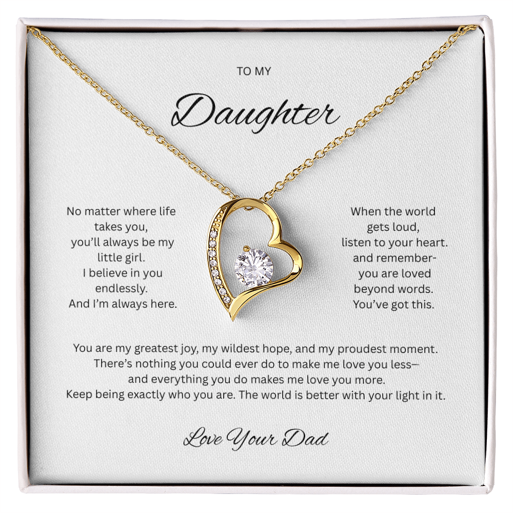 Forever Love Necklace Gift for Daughter from Dad – Listen to Your Heart