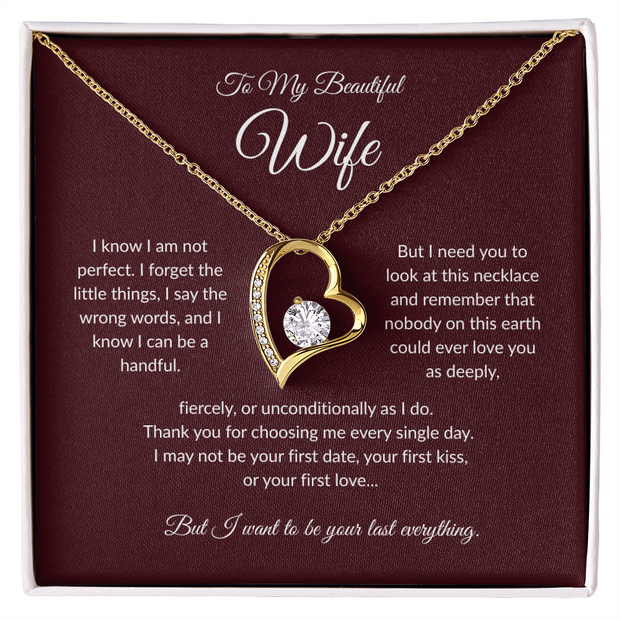 To My Beautiful Wife, Forever Love Heart Necklace