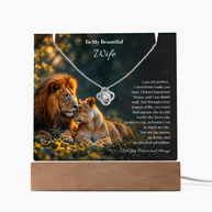 Lion Acrylic LED Plaque & Love Knot Necklace Gift Set for Wife – My Greatest Adventure