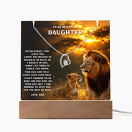 Lion Acrylic LED Plaque & Forever Love Necklace Gift Set for Daughter from Dad – Always Have Your Back