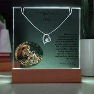 Lion Acrylic LED Plaque & Forever Love Necklace Gift Set for Wife – Forever Your King