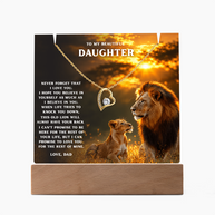 Lion Acrylic LED Plaque & Forever Love Necklace Gift Set for Daughter from Dad – Always Have Your Back