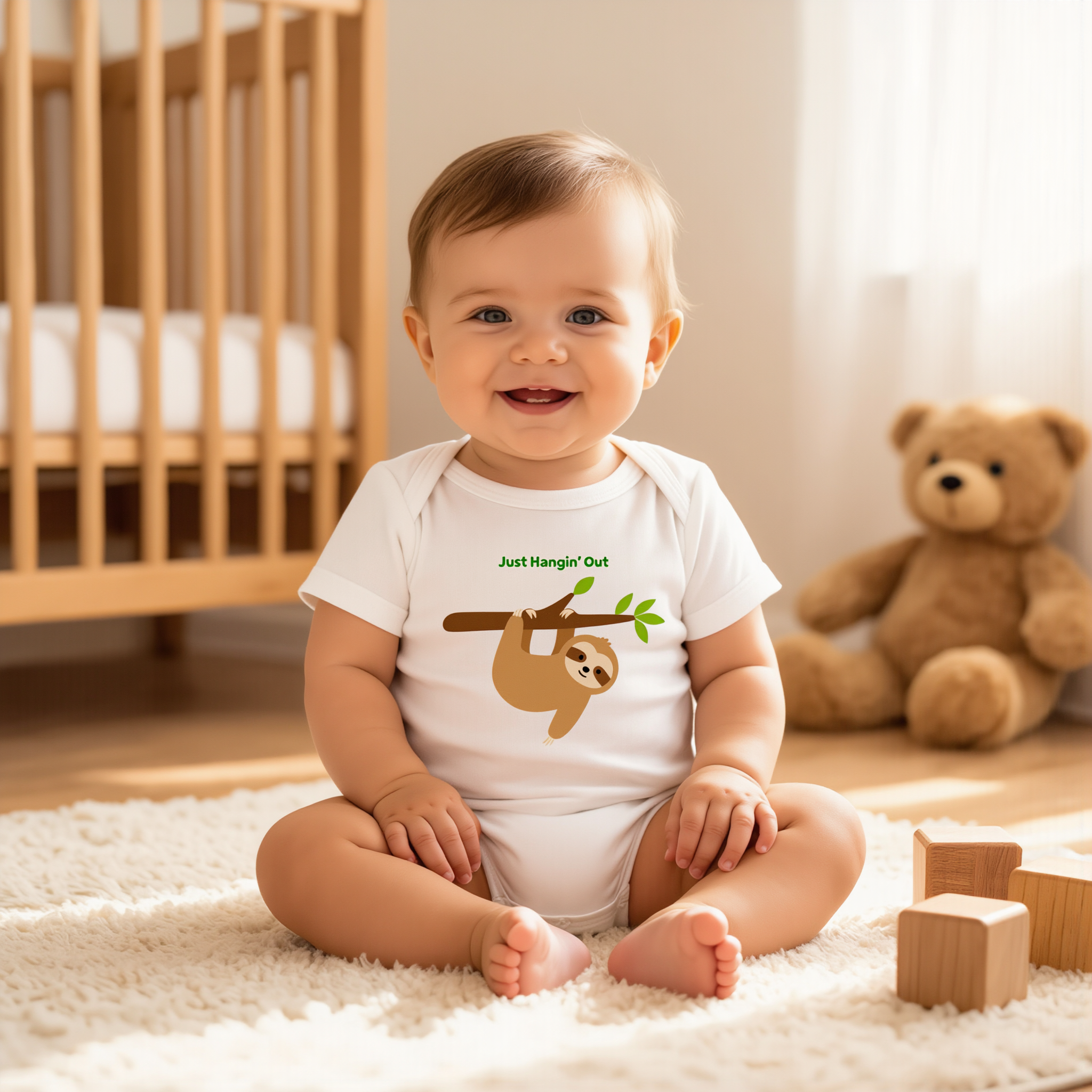 Just Hangin' Out – Cute Sloth Baby Onesie